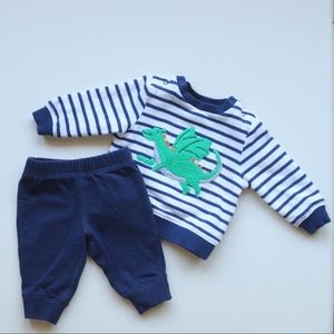 Mini boden dragon striped sweatshirt and pants 0-3